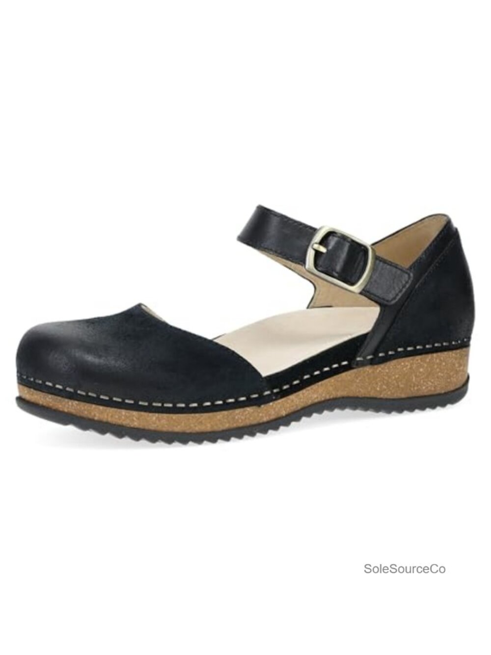 Dansko Mae Mary Jane Leather Flats with Arch Support Hook & Loop